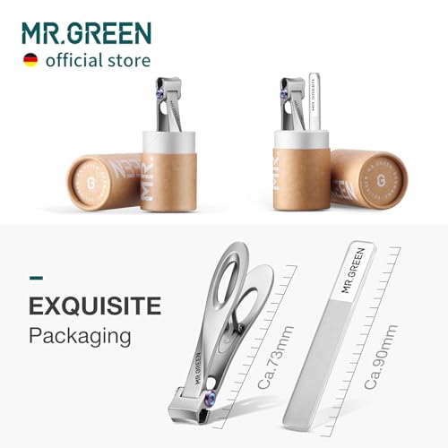 MR.GREEN Stainless Steel Nail Clipper & Nail File Set - Wide Jaw Opening for Thick Nails