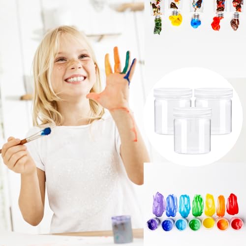 24 Pack 4oz Clear Plastic Slime Containers with Lids, Wide Mouth Travel Jars