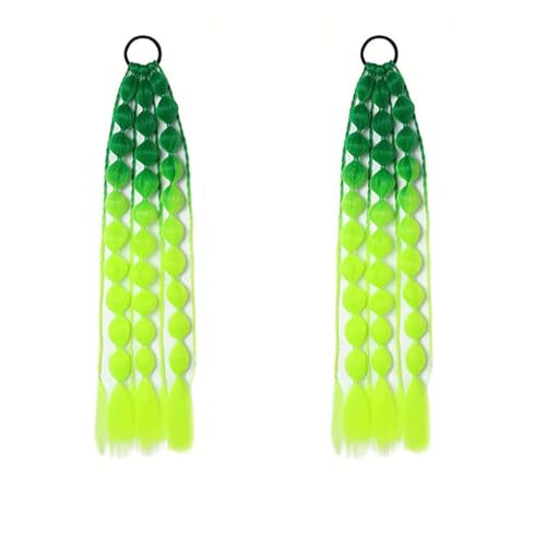 PURFUN Green Colorful Gradient Bubble Braided Hair Extensions for Crazy Hair Day Halloween Cosplay