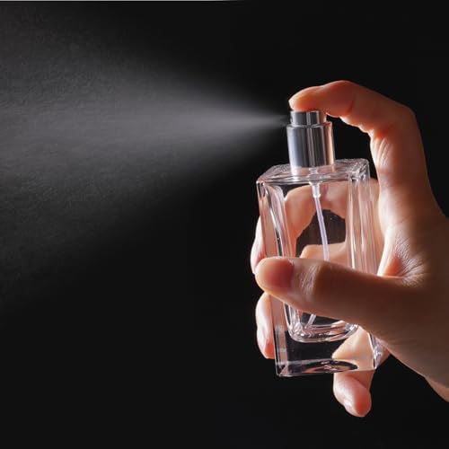 Yerpkefey 50ml Glass Spray Perfume Bottles - White Cap, 2 Pack Refillable Atomizers