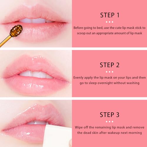 Meilury 3 Pcs Honey Strawberry Watermelon Lip Mask Set - Hydrating Night Lip Care