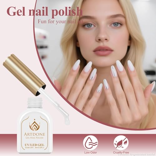 Artdone White Gel Nail Polish - Hema-Free 8ml for All Seasons
