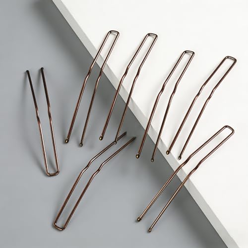 36 Pcs U-Shaped Hair Pins, 3-Inch Brown Bobby Pins for Buns and Updos