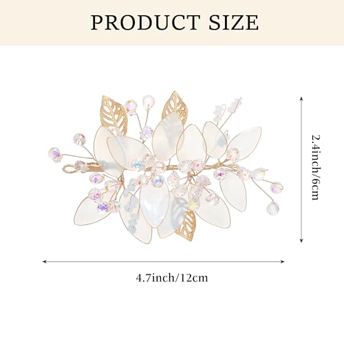 Coucoland Gold Bridal Headband for Brides Handmade Floral Sparkling Hair Accessory