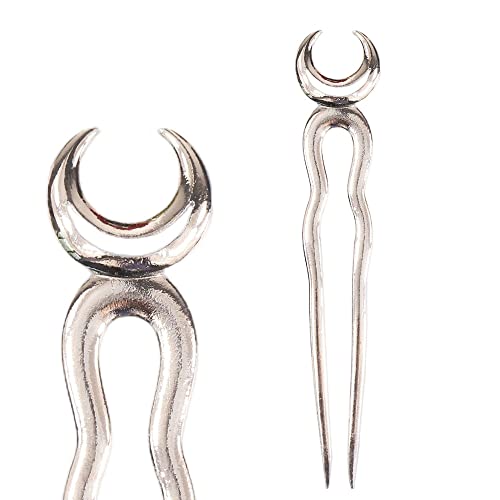 Crescent Moon Hair Pins - 2 Pack Wicca Witch Styling Slides for Thick Hair