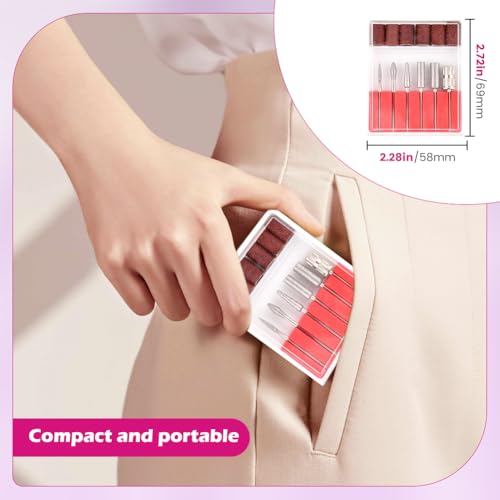 CALIDAKA 12Pcs Nail Drill Bit Set for Acrylic & Gel Nails – 2 Sets with 6 Bits + 6 Sanding Bands #80 #120 #180