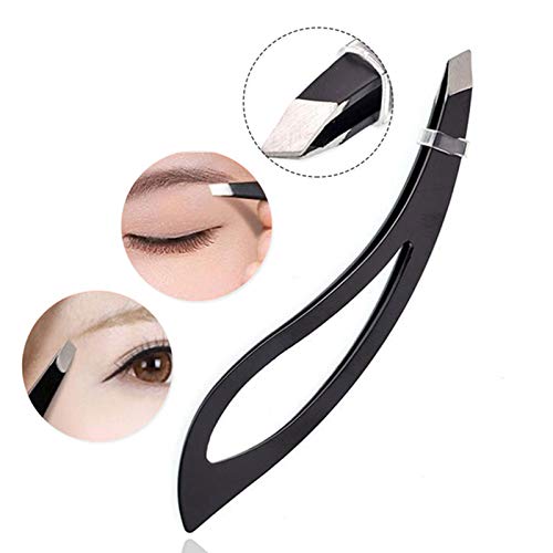 SZWENFA Stainless Steel Slant Tweezers for Eyebrow & Eyelash Hair Removal
