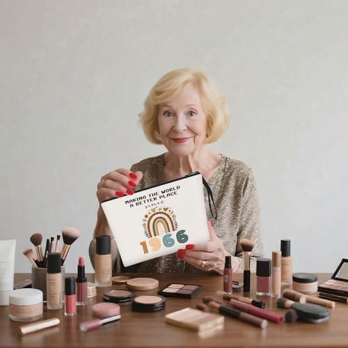 APAKUTA 60th Birthday Gift for Women 1966 Makeup Bag - Unique 60 Gifts Idea