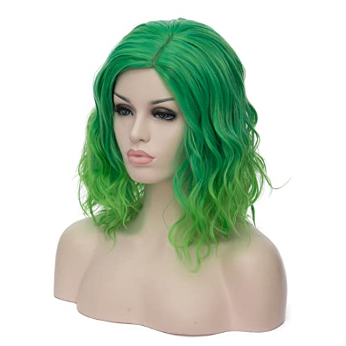 Ruina 14'' Green Short Curly Wavy Bob Wig - Synthetic Party Hair