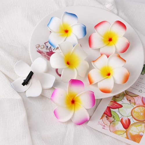 20 Pack Hawaiian Flower Hair Clips - Plumeria Beach Accessories