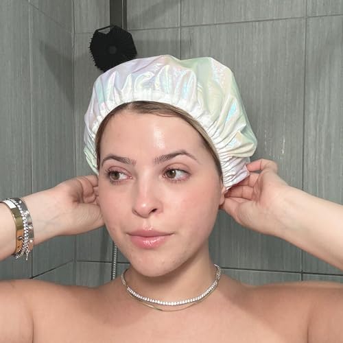Mane Waterproof Shower Cap - Reusable Iridescent Hair Cap for All Hair Types