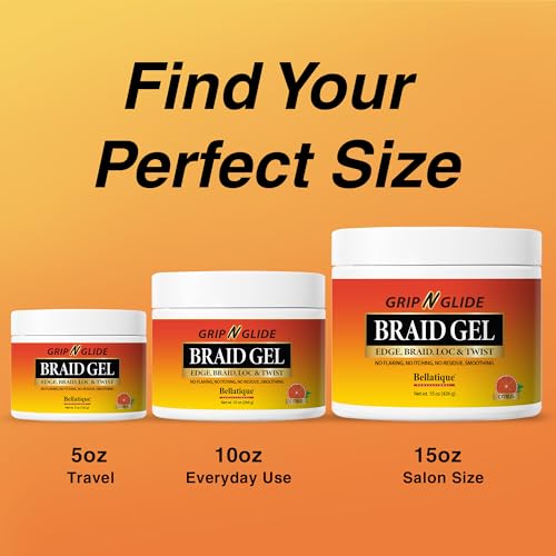 BELLATIQUE Grip N Glide Braiding Gel, Maximum Hold for Locs & Twists, 15 oz
