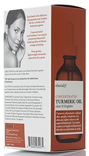 Elastalift Turmeric Face Oil Serum 1.8 Fl Oz for Bright, Clear Skin