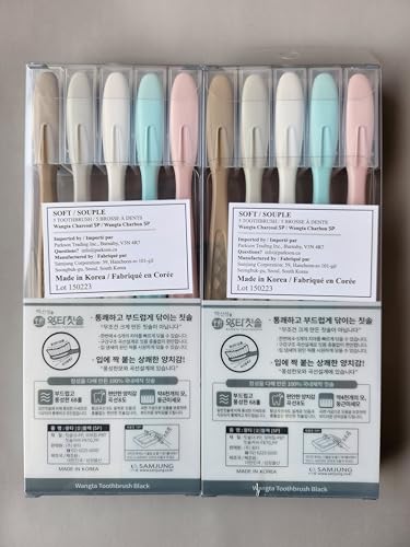 Samjung Wangta Charcoal Soft Manual Toothbrush 10-Pack for Sensitive Gums
