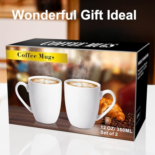 PARACITY 12 oz Ceramic Coffee Mug Set of 2 - Microwavable & Easy Clean