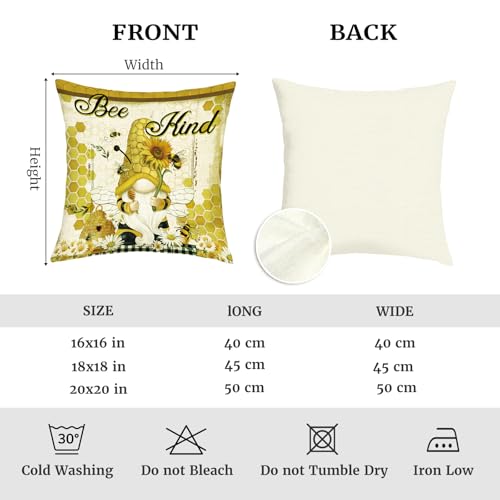 Summer Sunflower Gnome Throw Pillow Covers Set of 4 - 18x18