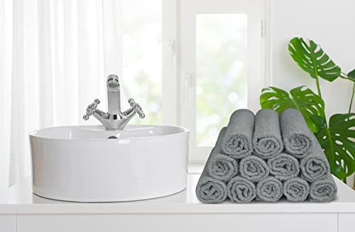 Softolle Silver Grey Cotton Washcloths 24 Pack - Soft, Absorbent Face & Body Towels