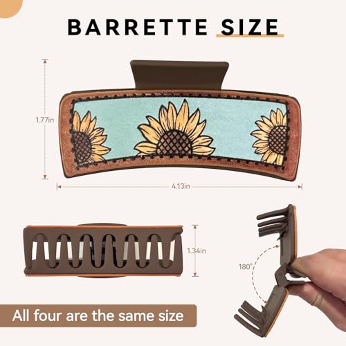 Western Hair Claw Clips Large 4.1 Inch Set for Thick Hair Women Cowgirl Gift