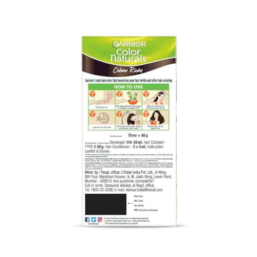 Garnier Color Naturals Crème Hair Dye Shade 4 Brown 70ml + 60g