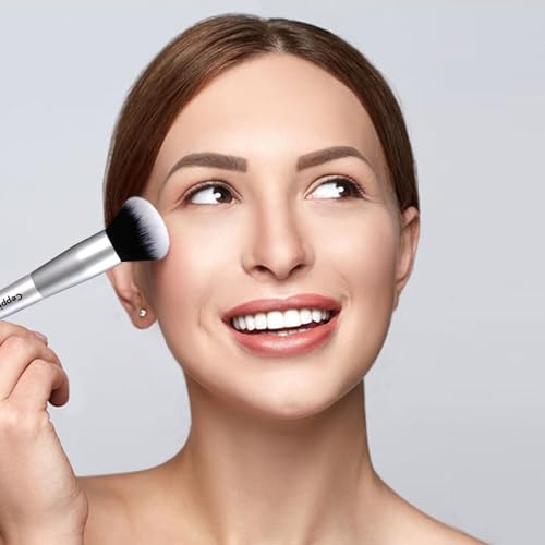Silver Makeup Brush Set - 10Pcs Professional Synthetic Brushes