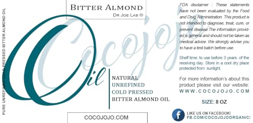 Dr Joe Lab Bitter Almond Oil - 8 Fl Oz Pure Cold Pressed Vegan