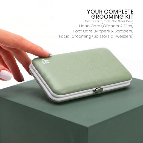 Utopia Care 16-Piece Professional Manicure Set - Green Stainless Steel Kit