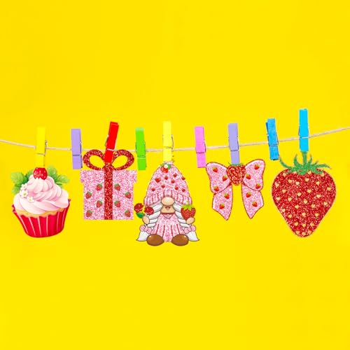 Strawberry Birthday Party Photo Booth Props Kit - 16 Designs
