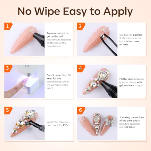 Modelones 4-in-1 Rhinestone Nail Glue - Super Strong UV Adhesive, 30g