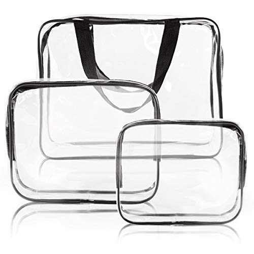 4-Piece Clear PVC Travel Toiletry Bag Set for Men & Women - Large, Medium, Small