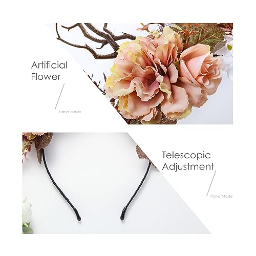 KorViSHOW Orange-Red Deer Antlers Flower Crown Headband - Unique Hair Accessory