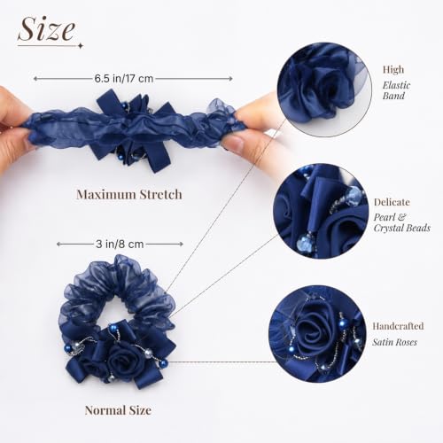 Dresyu Vintage Elegance Satin Chiffon Hair Scrunchies 4PC Set - Luxurious Elastic Ties