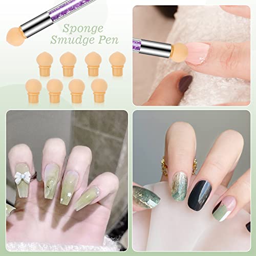 17-Piece Purple Nail Art Sponge Brush Set for Gradient & Ombre Manicures