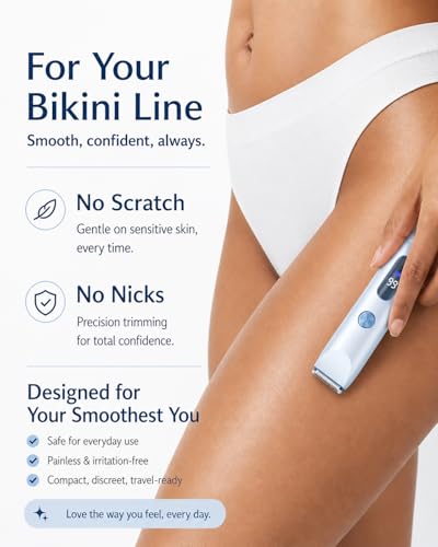 AiooTisu Bikini Trimmer for Women - 2-in-1 Waterproof Electric Razor, Blue