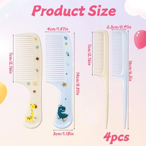 Jeffdad Baby Hair Comb and Brush Set - 4 Pcs for Infants & Toddlers
