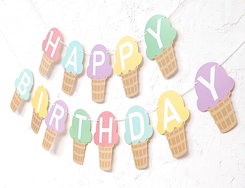 Ice Cream Birthday Banner - Happy Birthday Party Decoration