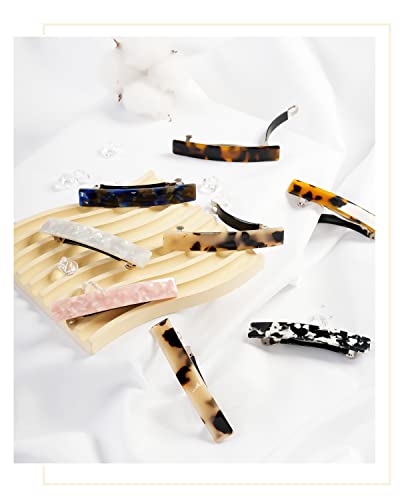 Tortoise Shell Hair Barrettes - 8 Pack Acetate Rectangle Hair Clips