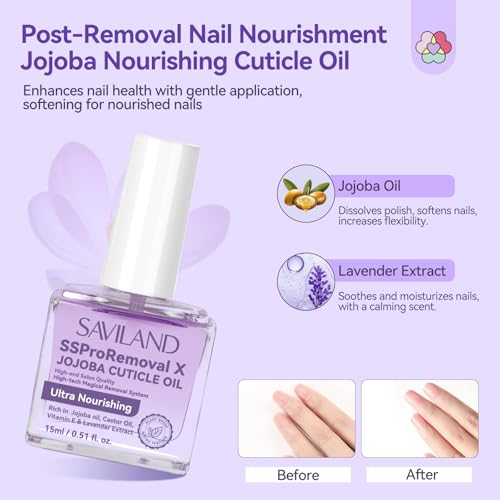 SAVILAND 3-in-1 Gel Nail Polish Remover Kit with Liquid Latex & Cuticle Oil