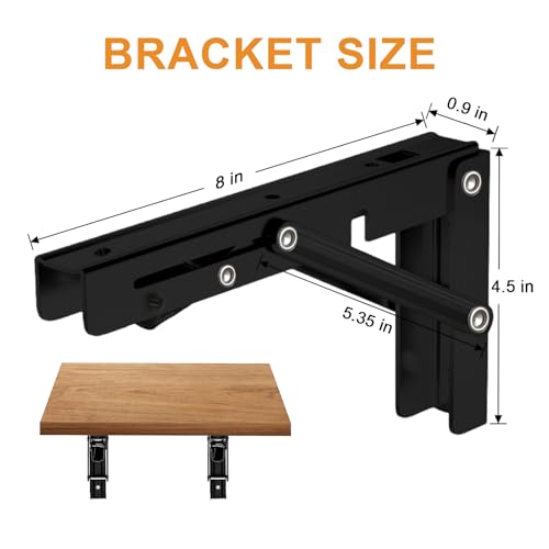 Storystore 8-Inch Folding Shelf Brackets - Heavy Duty Space-Saving Design