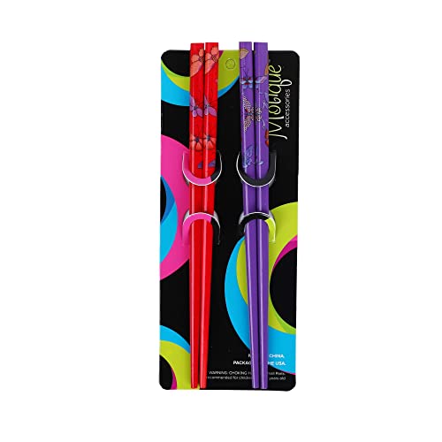 Butterfly Hair Sticks Set of 4 for Women - Red and Purple Hair Chopsticks