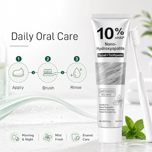AINEW 10% Nano Hydroxyapatite Toothpaste 2 Pack for Sensitive Teeth - 4.23 Oz Each, Mint Flavor