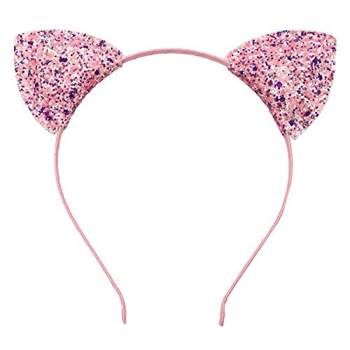 Lirila Glitter Cat Ear Headbands Set of 6 - Cosplay, Party & Daily Wear for Women and Kids