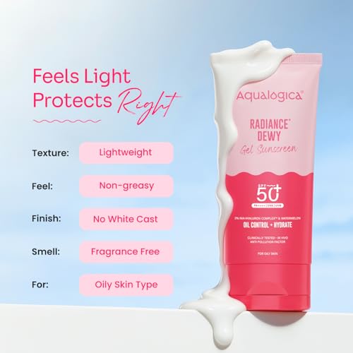 Aqualogica Radiance+ Dewy Sunscreen SPF 50 - 2.82 oz with Niacinamide & Watermelon