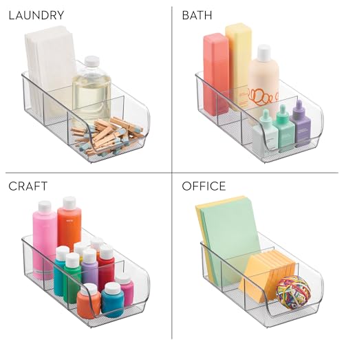 iDesign Stackable Divided Storage Bins Set of 2 - Clear