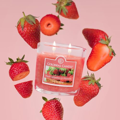 Colonial Candle Fresh Strawberry Rhubarb Scented Jar Candle - 2 Wick, 3.5 oz
