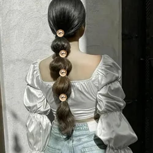 4PCS Gold Metal Hair Ties for Women & Girls - Non-Damaging, Stylish Ponytail Holders