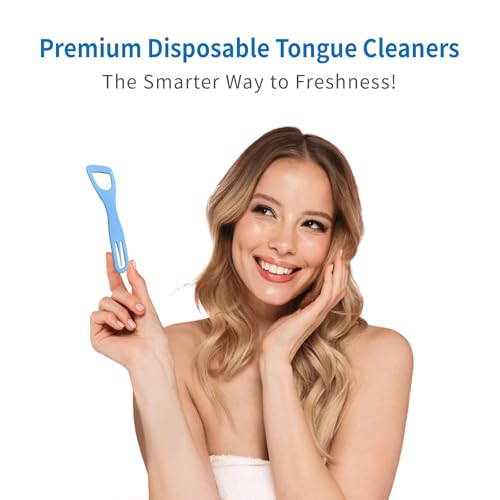 Disposable Tongue Scraper with Toothpick - 100 Pack for Fresh Breath & Oral Hygiene