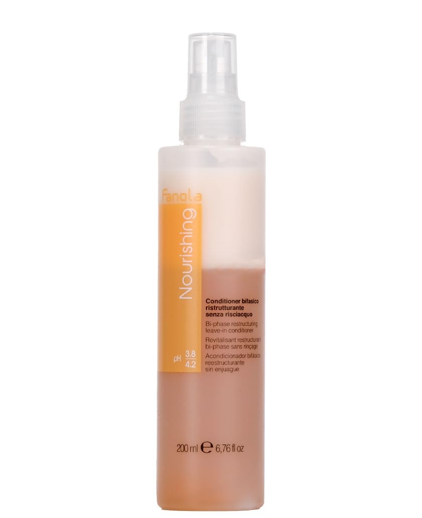 Fanola Restructuring Leave In Conditioner - Hydrating Hair Care with Frizz Control & Breakage Repair - Made with Linseed Oil & Milk Proteins for Instant Hair Shine (6.67 oz)