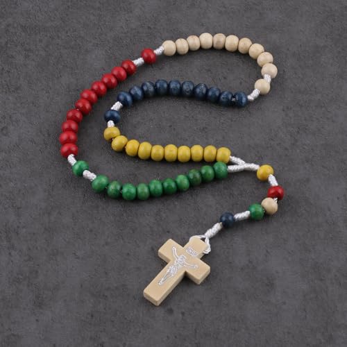 Luomu Multicolor Wooden Bead Rosary Set - 3 Child-Friendly Rosaries with Holy Card