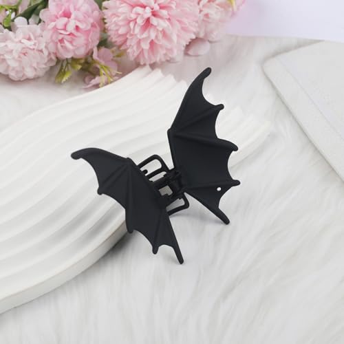 Halloween Bat Hair Clips - Matte Black Gothic Claw Barrettes