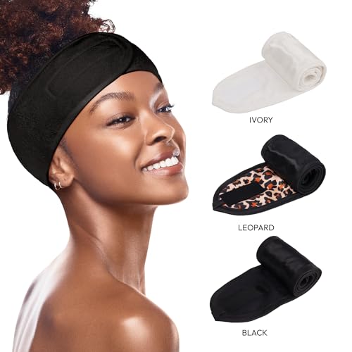 Red by Kiss Adjustable Spa Headband for Makeup & Skincare - Black
